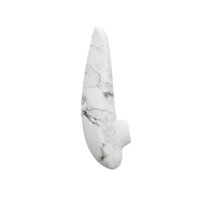 White Womanizer vibrator Classic 2 Marilyn Monroe Special Edition Marble shown in hand for scale