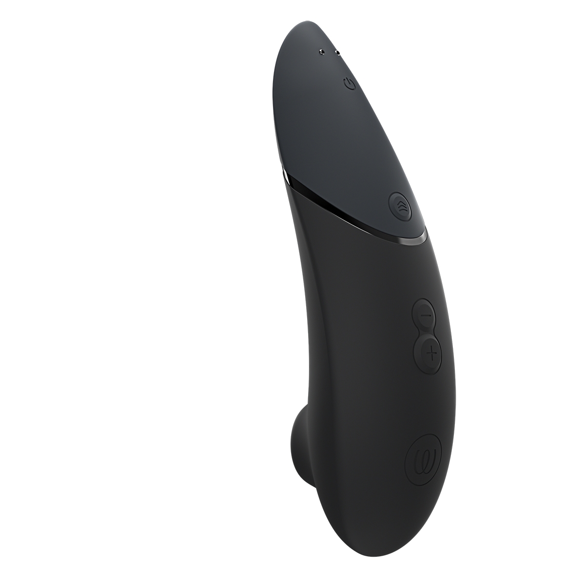 Lifestyle shot featuring the Black Womanizer vibrator beside the bed