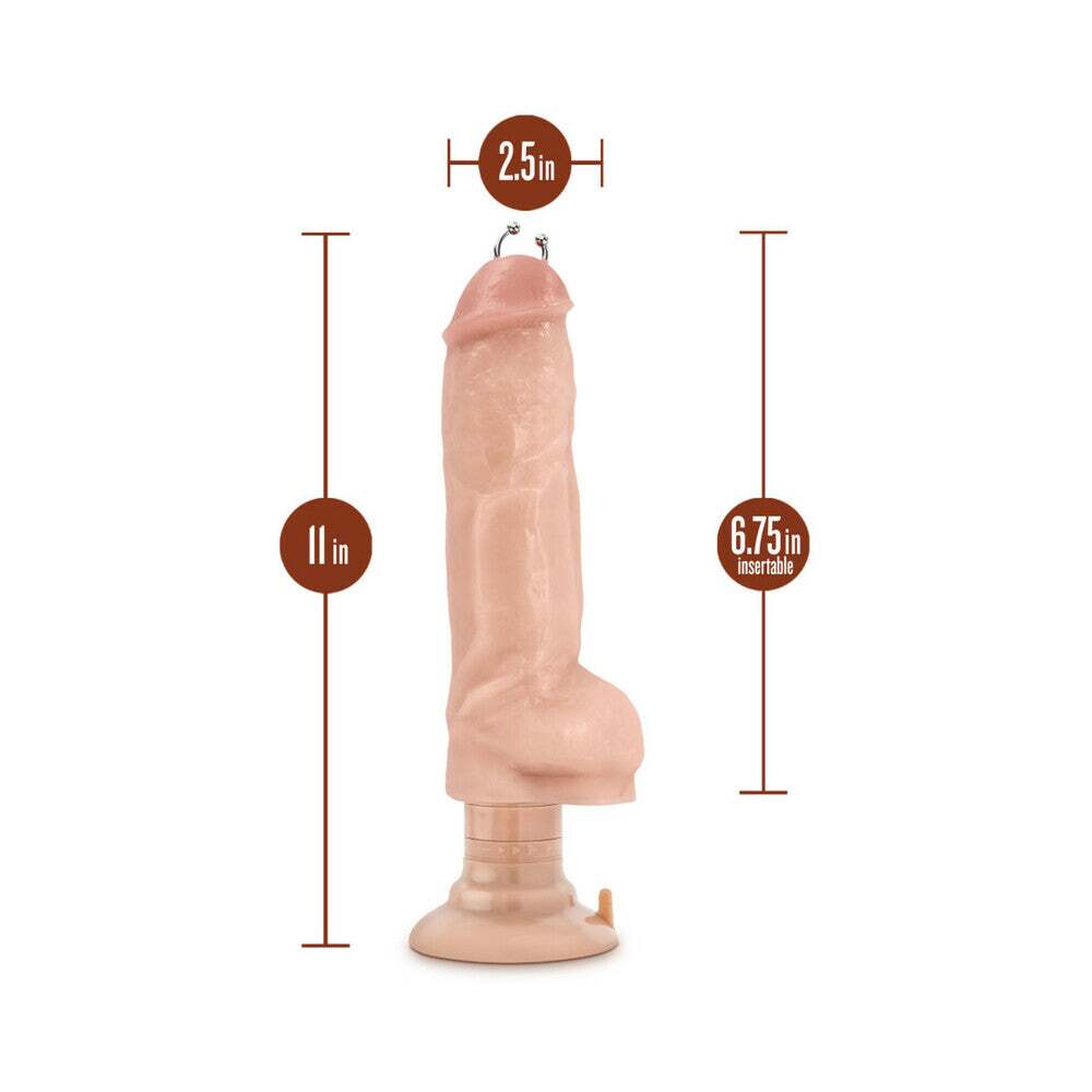 11 inch Dildo by Blush in Vanilla Ivory Beige shown for pegging Her or Him