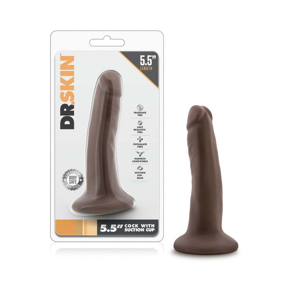 5.5 inch Dildo by Blush in Dark Brown shown for use by Her or Him