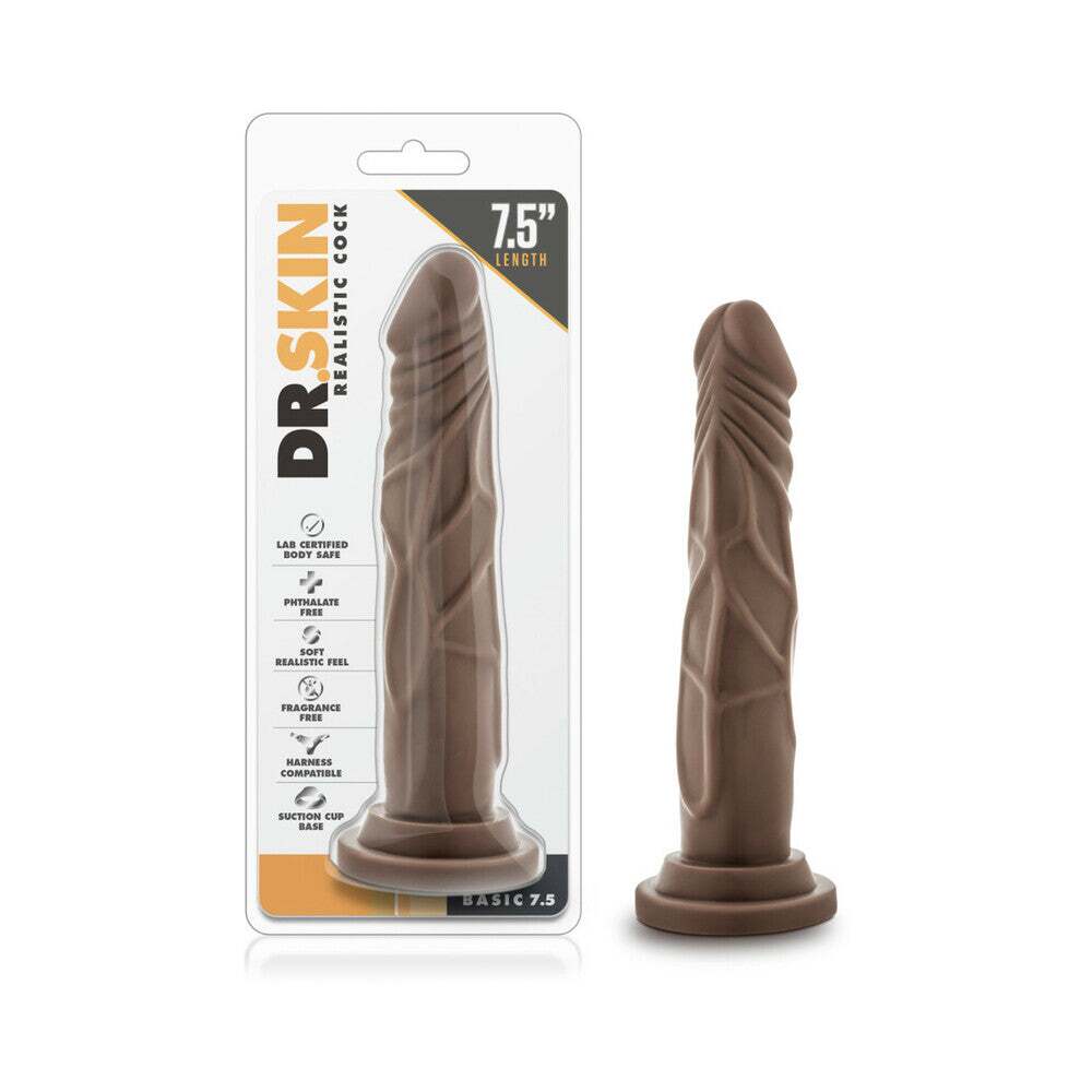 7.5 inch Dildo by Blush in Dark Brown shown for use by Her or Him