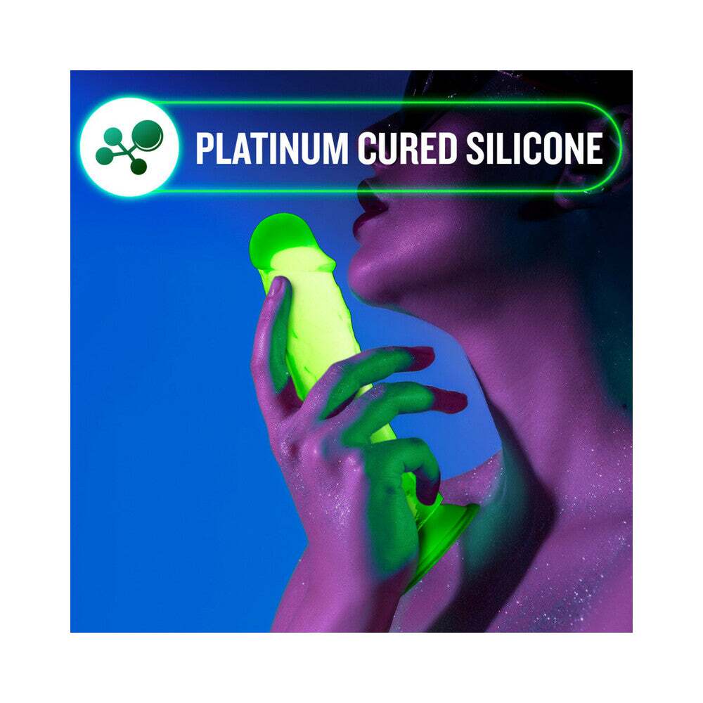 7 inch Dildo by Blush in Green displayed for pegging Him or Her