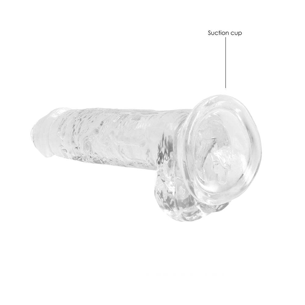 7 inch Dildo by Shots in Clear shown for pegging Her or Him