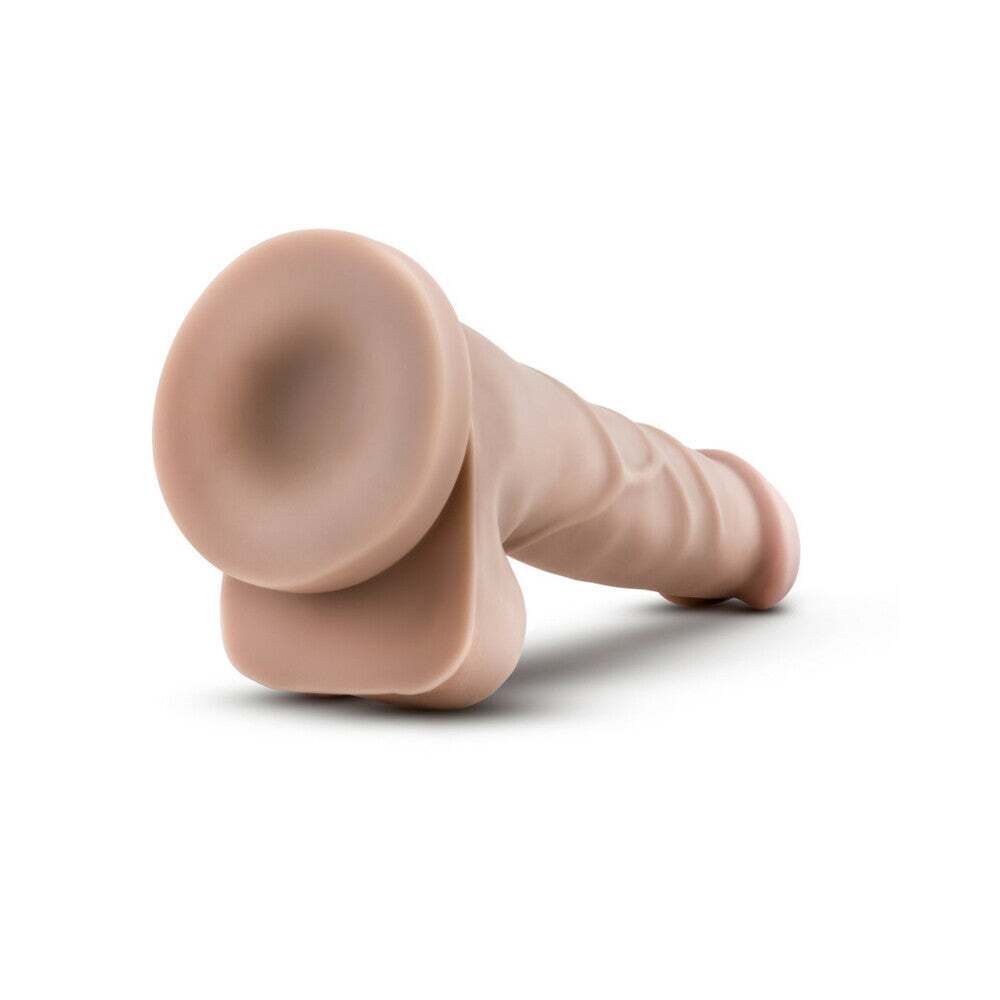 7.75 inch Dildo by Blush in Vanilla Ivory Beige shown for pegging Her or Him