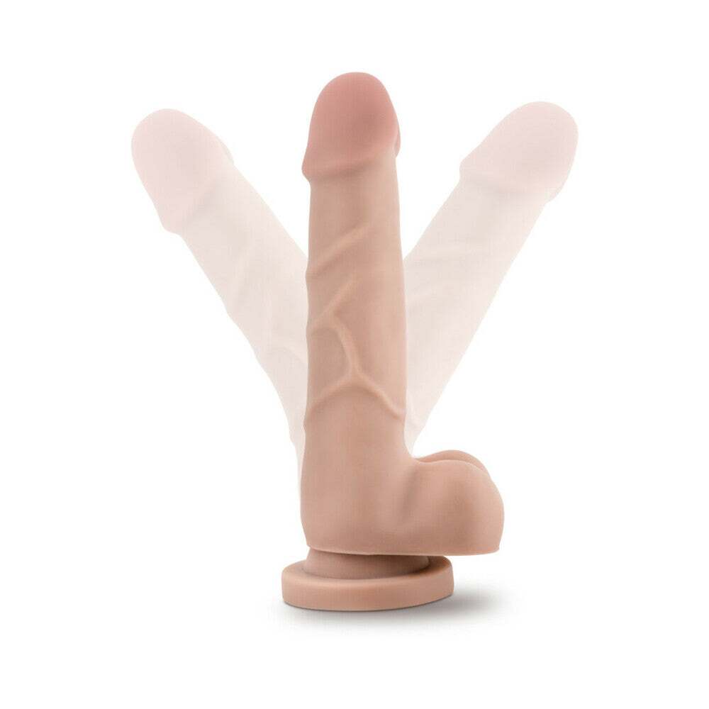 7.75 inch Dildo by Blush in Vanilla Ivory Beige displayed for pegging Him or Her