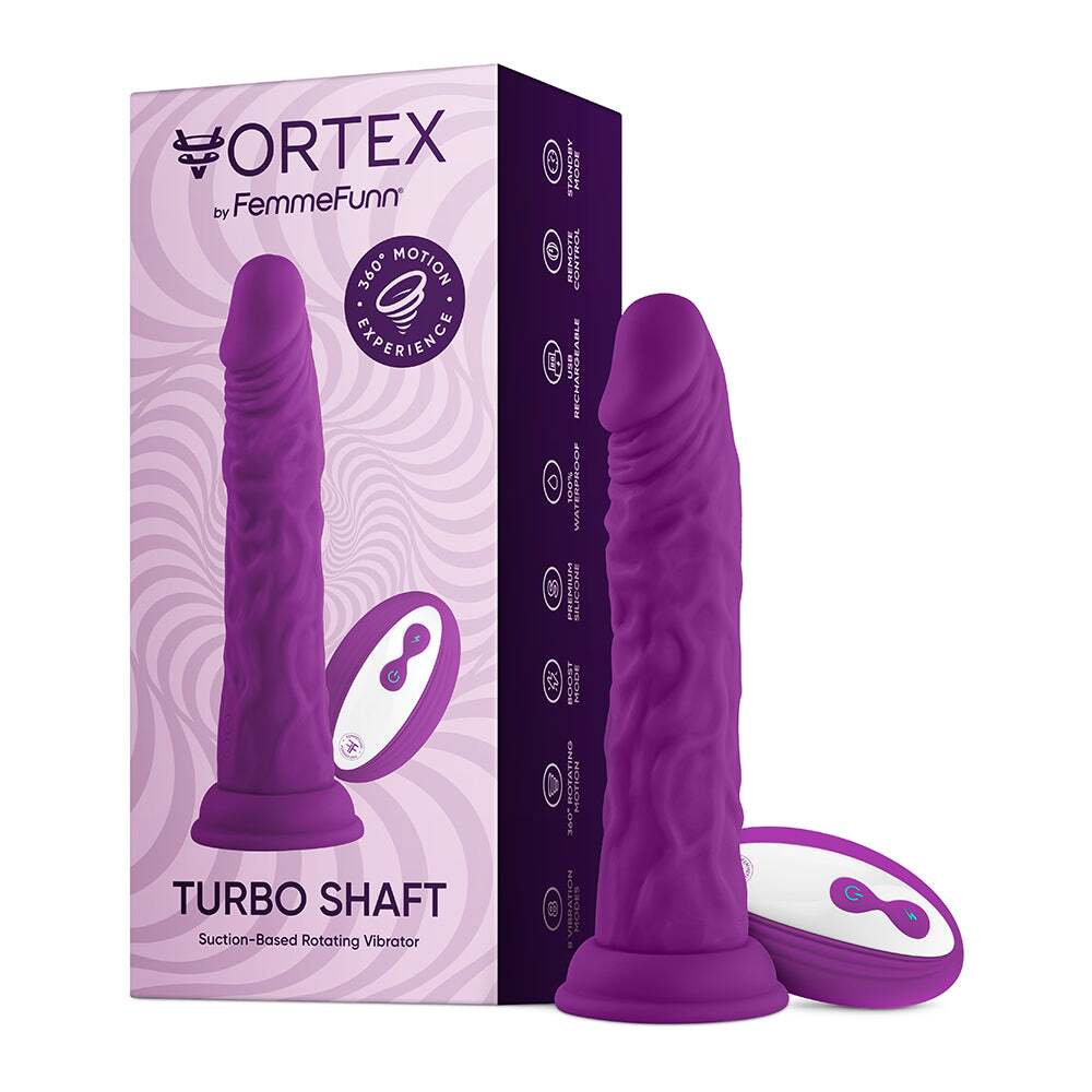 8 inch Dildo by FemmeFunn in Purple shown for use by Her or Him