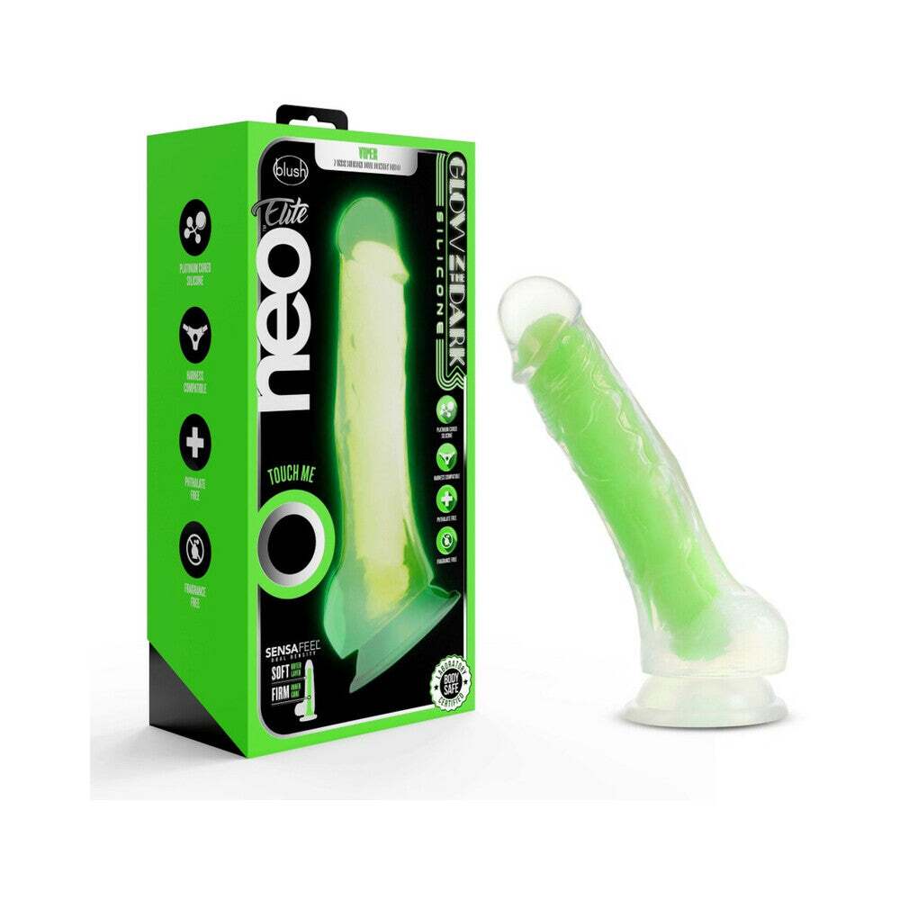 7 inch Dildo by Blush in Green shown for use by Her or Him