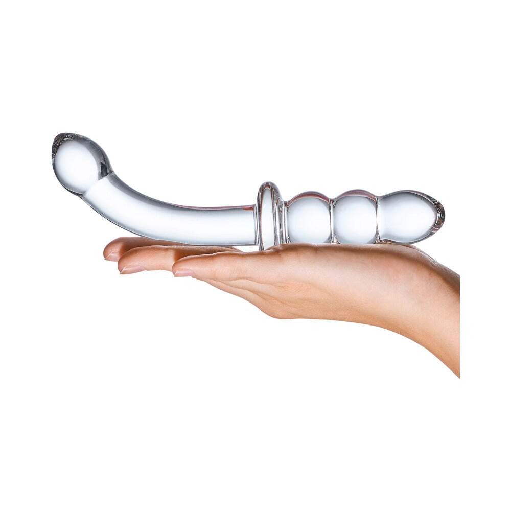 8 inch Dildo by Electric Eel in Clear shown for pegging Her or Him