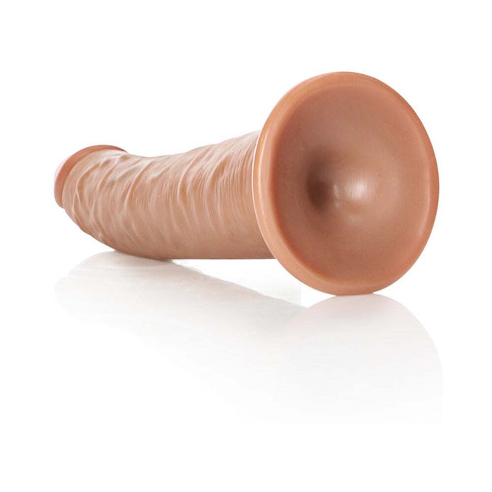 8 inch Dildo by Shots in Tan Light Brown Mocha shown for pegging Her or Him