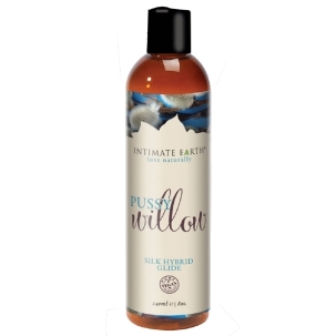 Bottle of 8 oz Vegan Lube Intimate Earth showing plant-powered formula
