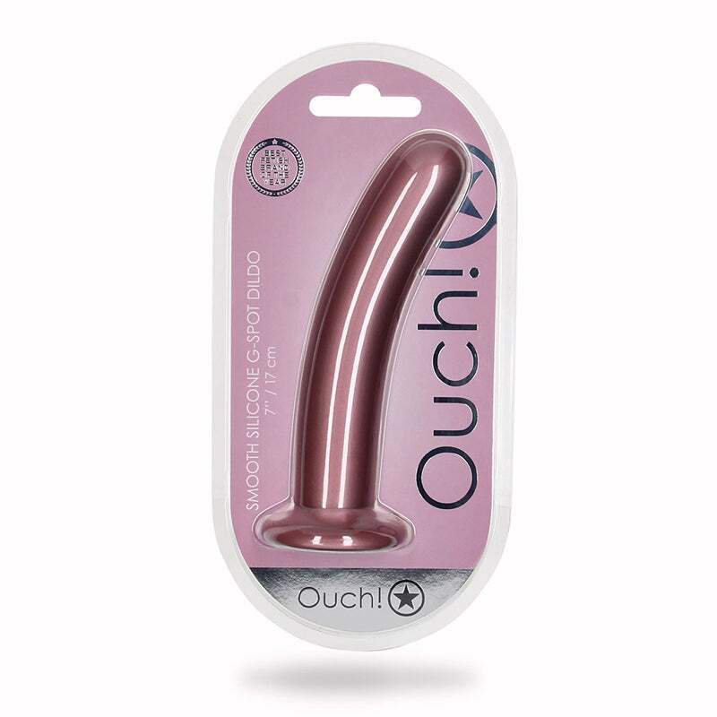 7 inch Dildo by Shots in Rose Gold shown for use by Her or Him