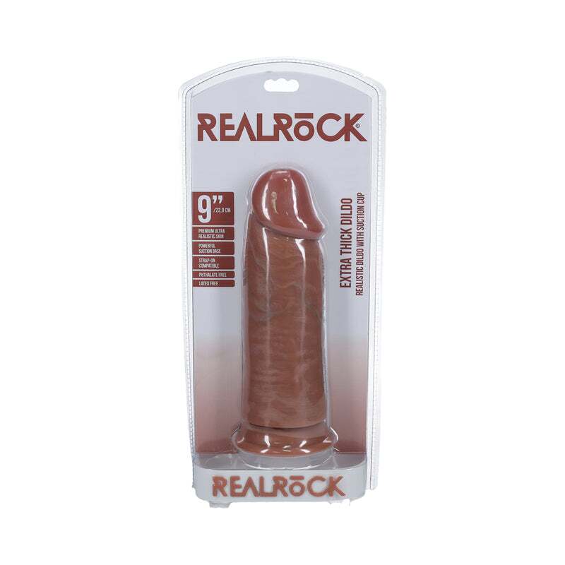 9 inch Dildo by Shots in Tan Light Brown Mocha shown for use by Her or Him