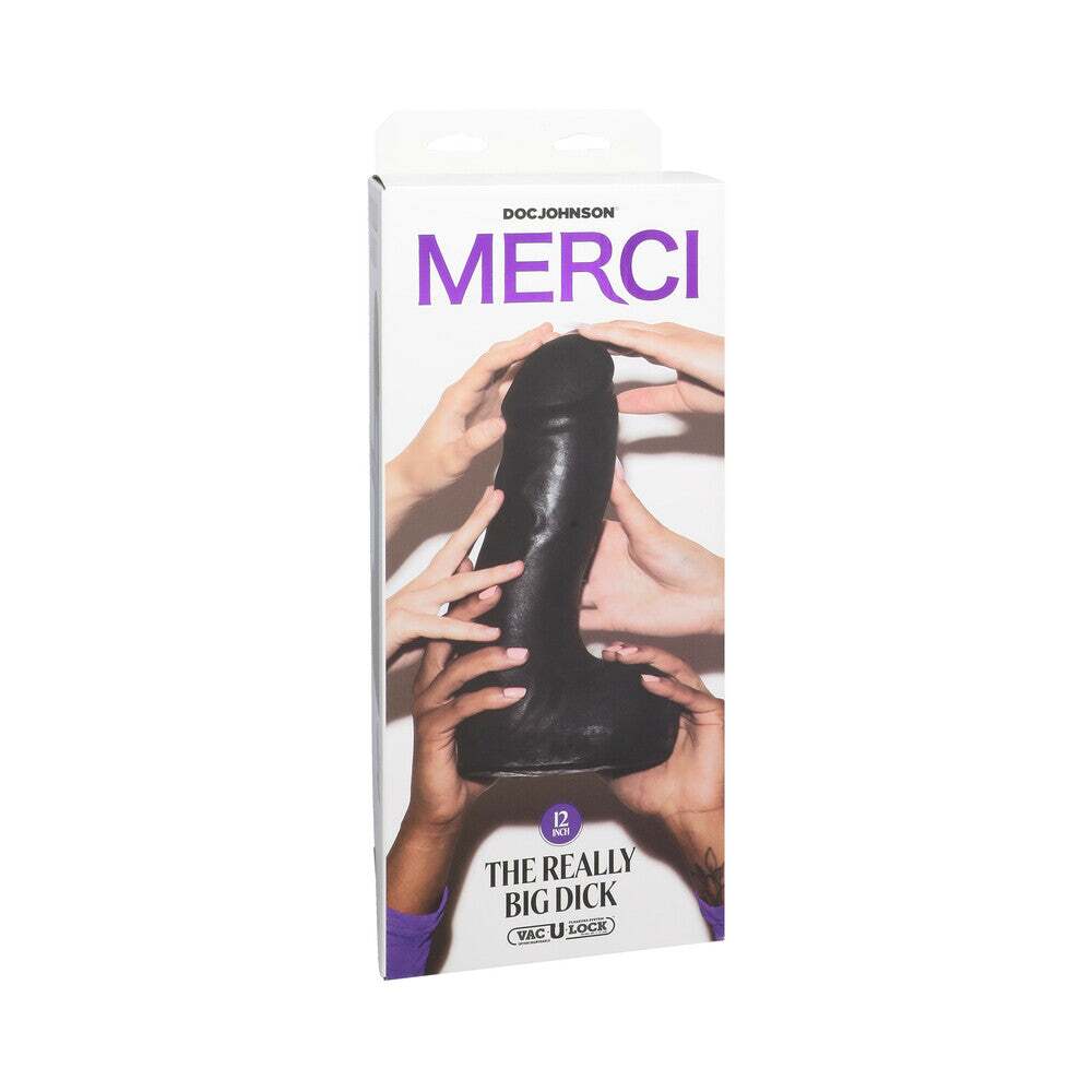 12 inch Dildo by Doc Johnson in Black shown for use by Her or Him