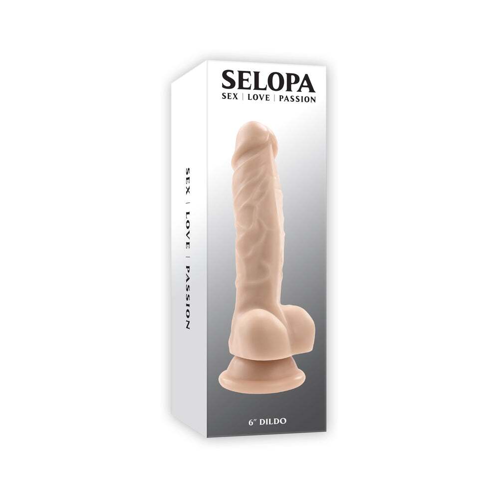 6 inch Dildo by Selopa in Vanilla Ivory Beige shown for use by Her or Him