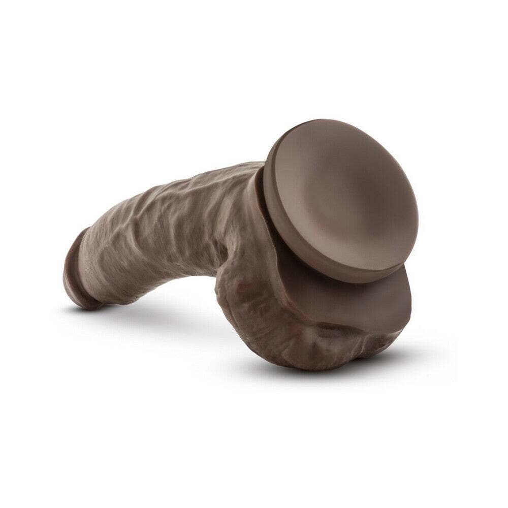 9 inch Dildo by Blush in Dark Brown shown for pegging Her or Him