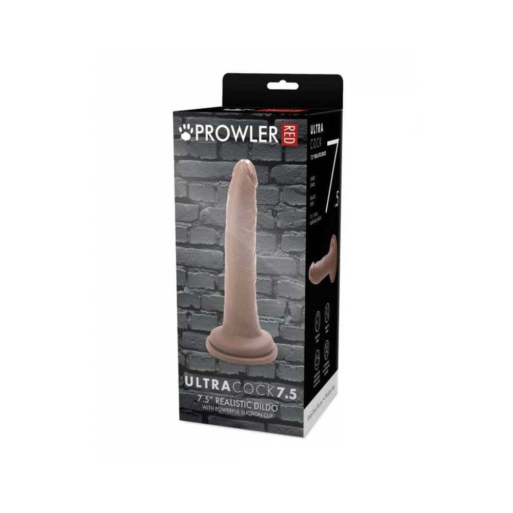 7. 5 inch dildo by prowler red in brown chocolate cocoa shown for use by her or him