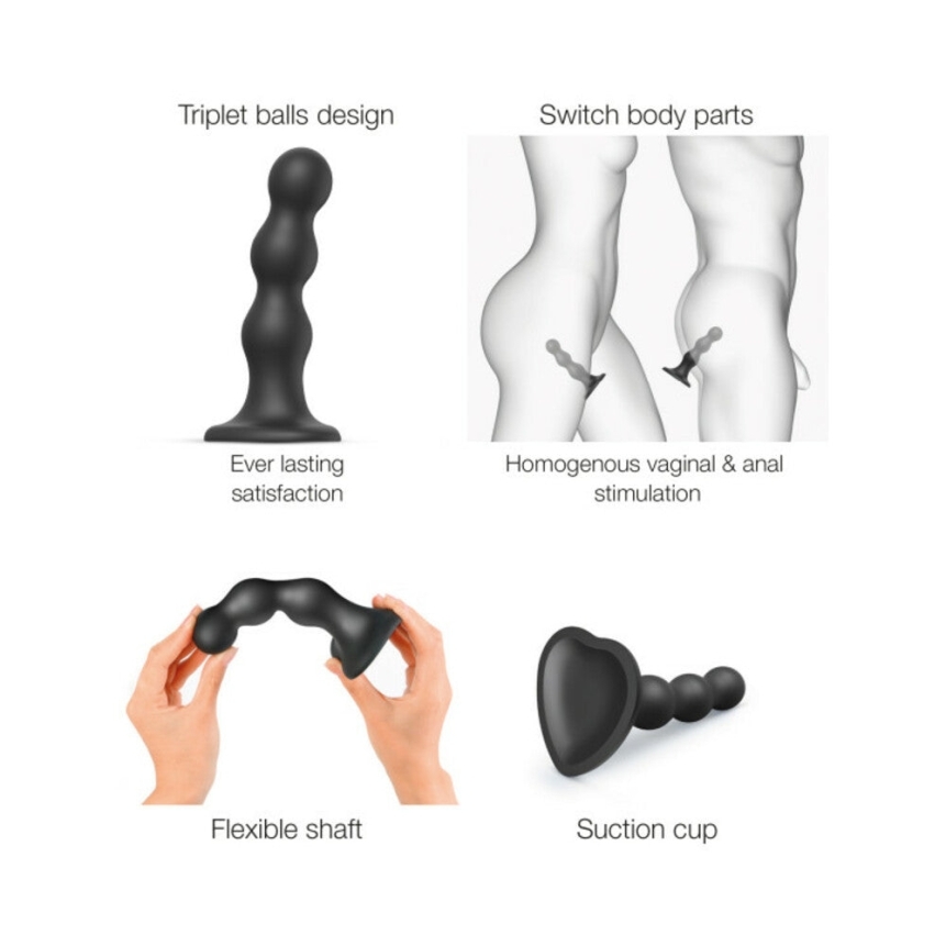Dildo lovely planet black strap on me hybrid collection silicone plug balls large - image 4