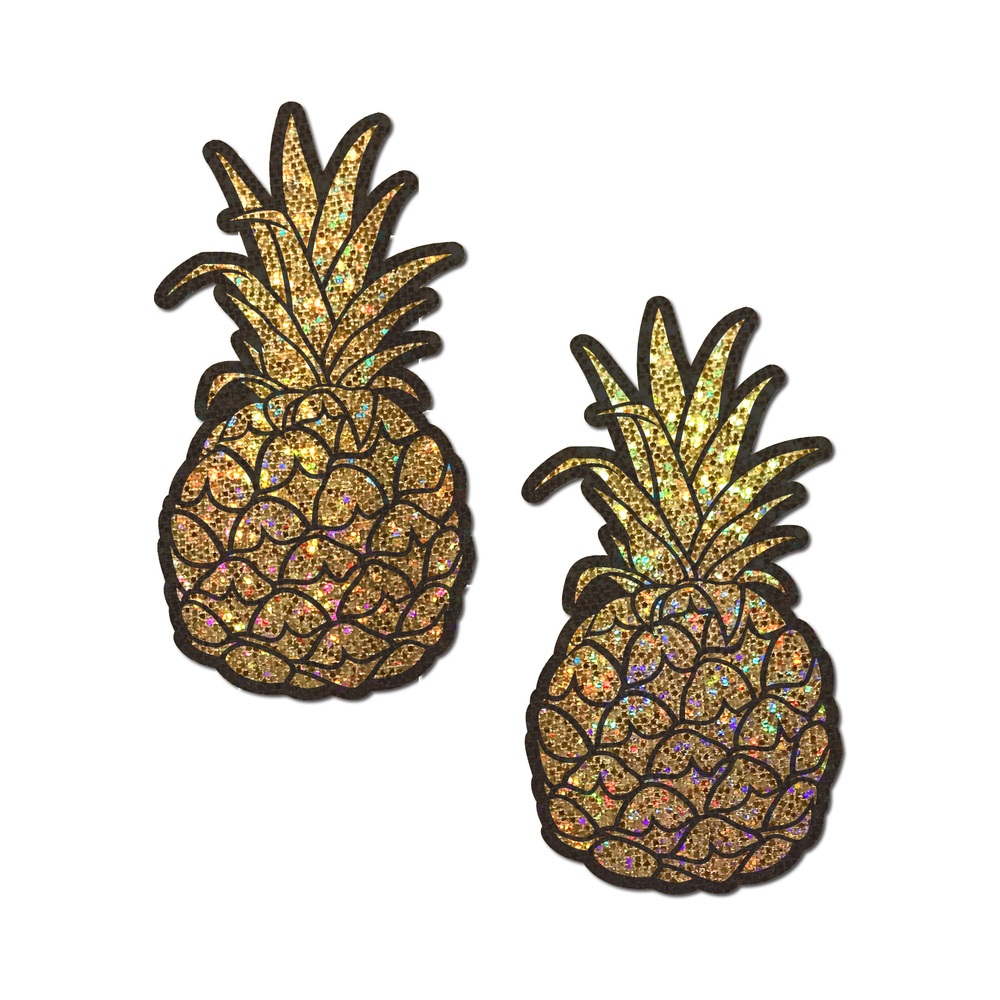 Feel sexy wearing sexy nipple covers  Pineapple on Glitter Gold Cover! Wearing Pineapple on Glitter Gold Cover nipples covers by Pastease can be fun and sexy!