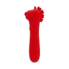 Red Creative Conceptions vibrator Unihorn USB Cupids Beau Light shown in hand for scale