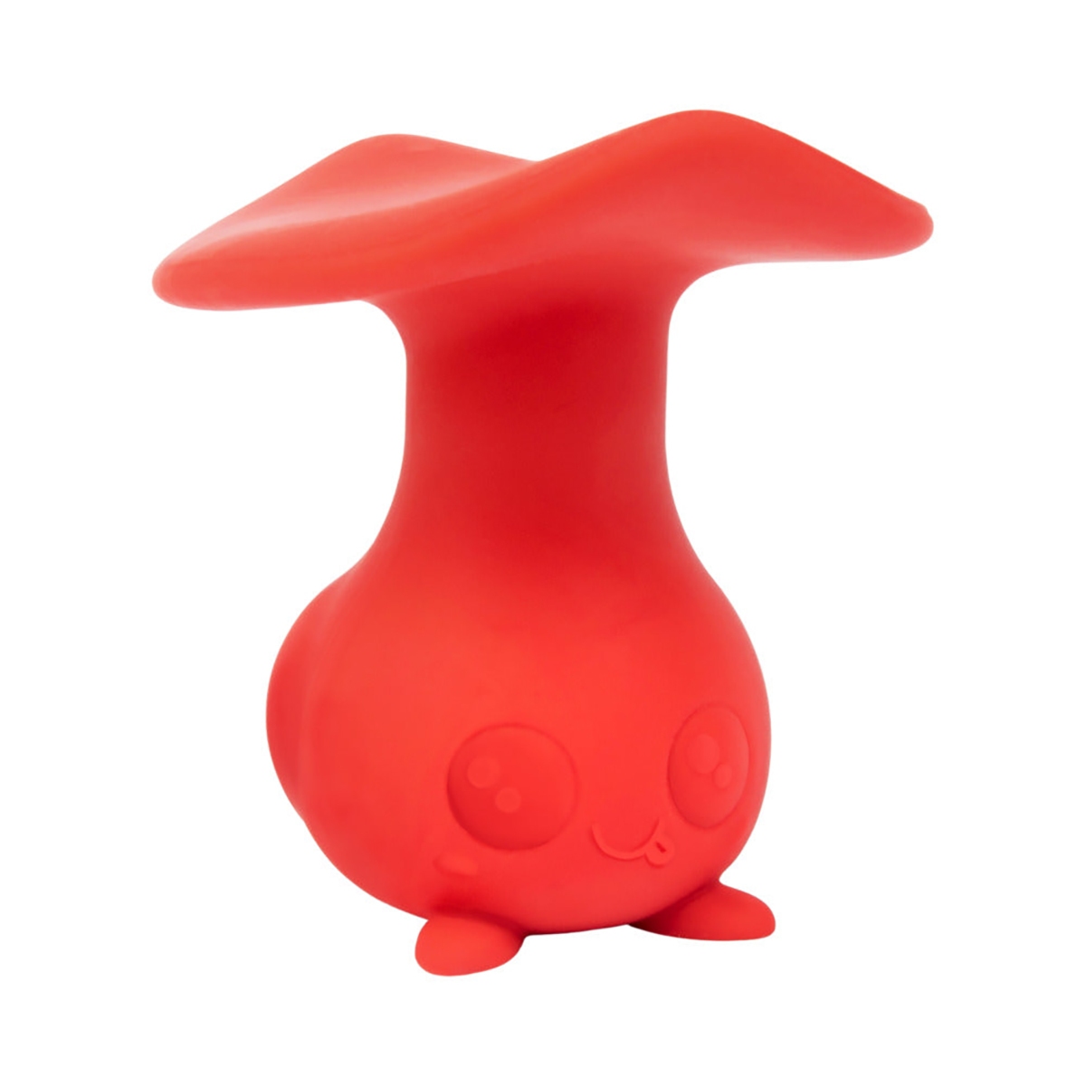 Red Cute Little Fuckers vibrator CLF Morrie shown in hand for scale
