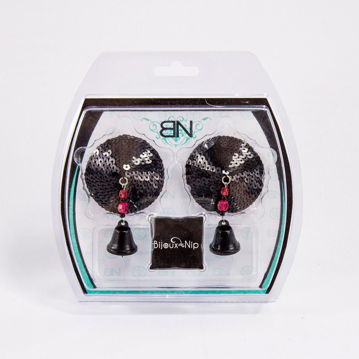 Wearing Round Black Sequin w Bells nipples covers by Bijoux de Nip can be fun and sexy!