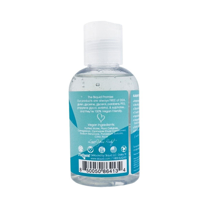 Close-up of  water based lube by sliquid with gentle, toy-safe texture