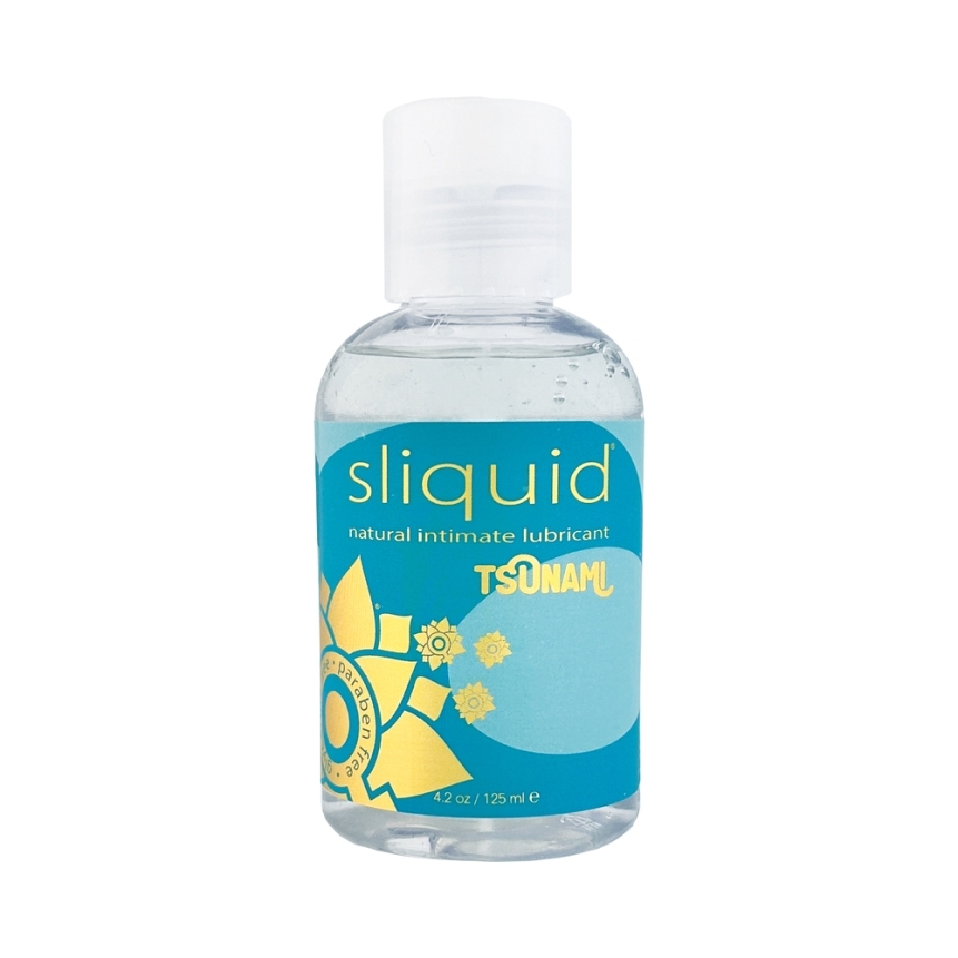 Bottle of  water based lube sliquid showing clean, lightweight formula