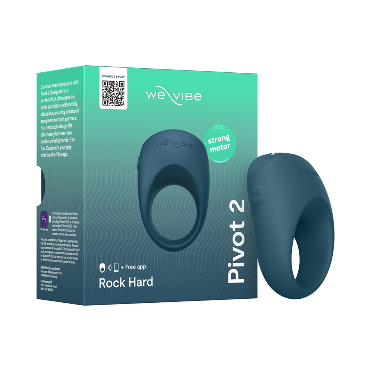 We-Vibe vibrator Pivot 2 Vibr Couple Ring Slate shown in hand for scale