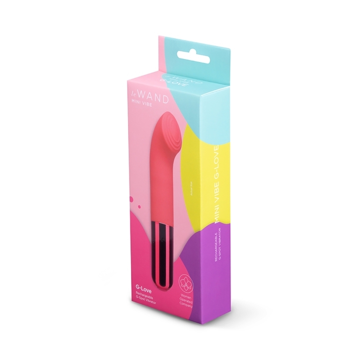 Le-Wand vibrator Le Mini G Love shown in hand for scale