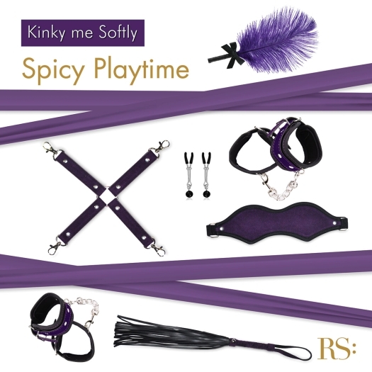 Rianne S Kinky Me Softly Bondage Kit Purple adjustable blindfold for intimate exploration