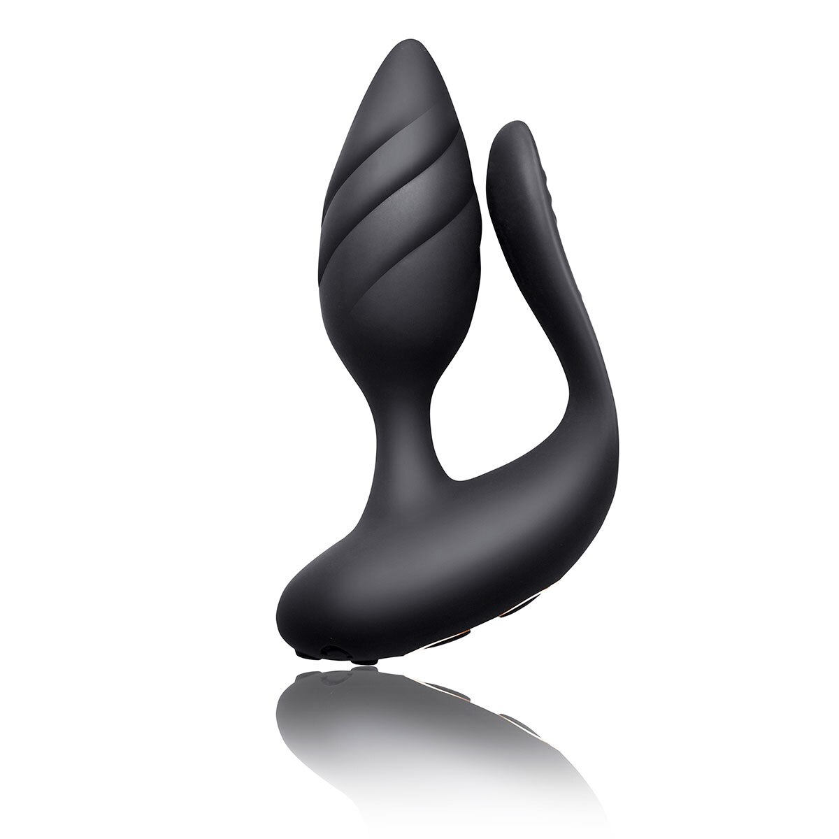 Angled view of the Black Rocks Off vibrator designed for intimate use