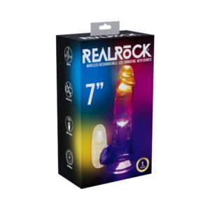7 inch Dildo Shots Clear RealRock Wireless Rechargeable Remote Control LED Vibrating with Balls