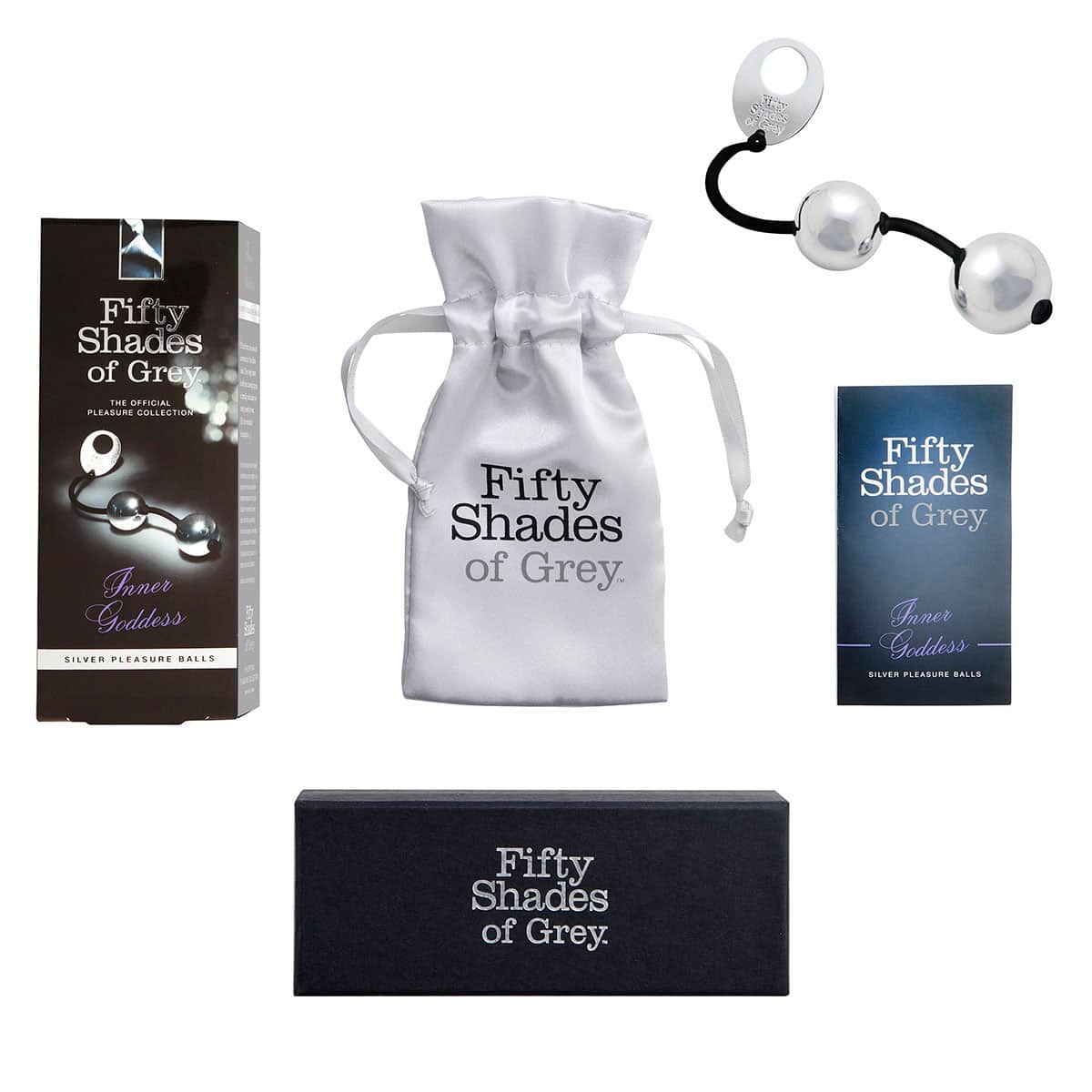 Buy Fifty Shades Inner Goddess Silver Metal Pleasure Balls kegel exercise device for pelvic floor muscle strengthening.