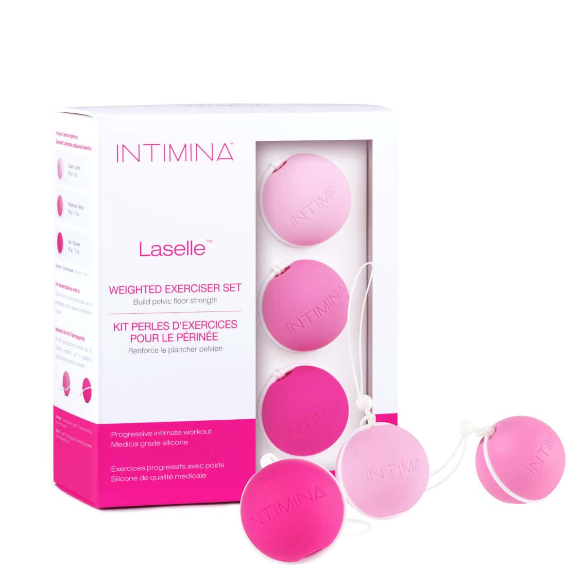 Buy INTIMINALaselleWeightedKegelBallSet kegel exercise device for pelvic floor muscle strengthening.