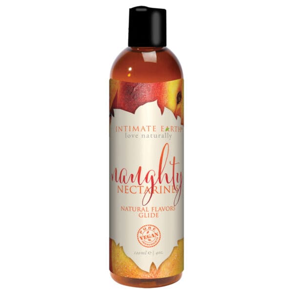 Best Intimate Earth Flavored Glide - Naughty Peaches 4oz personal organic lubricant by Intimate Earth for sale at herVibrators.com.