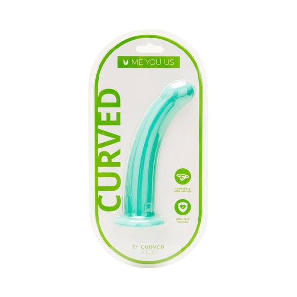 Me You Us 7in Curved Silicone Dildo Aqua dildo made by Me You Us on sale at herVibrators.com