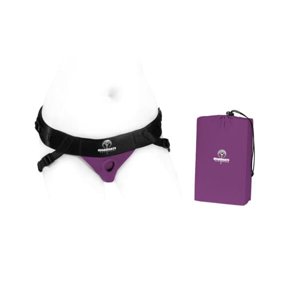 Best SpareParts Joque Harness - Size A - Purple dildo panties made by SpareParts HardWear on sale at herVibrators.com