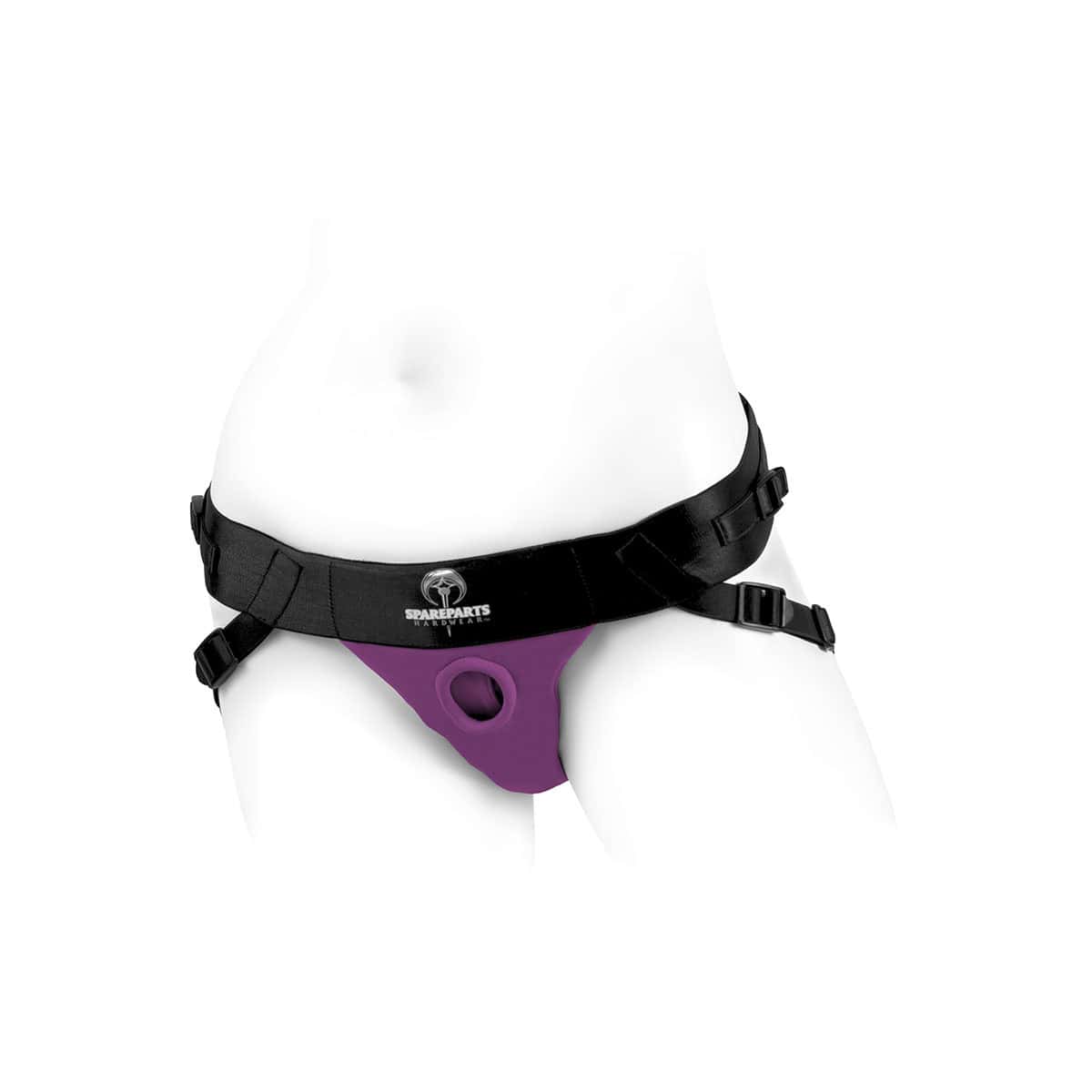 Best SpareParts Joque Harness - Size A - Purple dildo panties made by SpareParts HardWear on sale at herVibrators.com