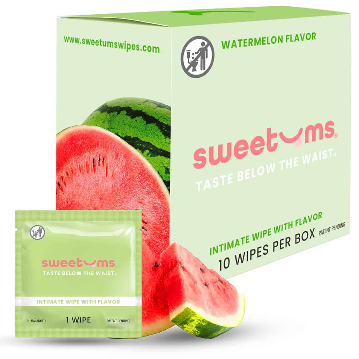 Sweetums Intimate Wipes Watermelon Flavor intimate cleansers and personal cleansing care by Sweetums.