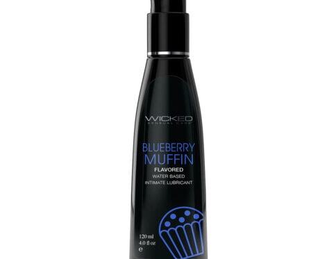 Wicked aqua blueberry muffin 4oz flavored lubricant by wicked sensual care for yummy sex.