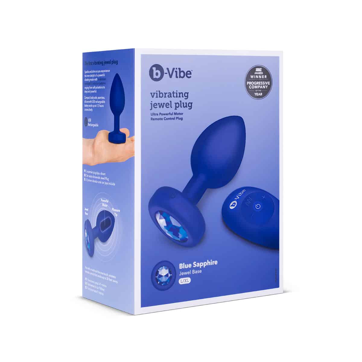 Buy a B-Vibe Vibrating Jewel Plug Large/XLarge  Blue Sapphire vibrator.