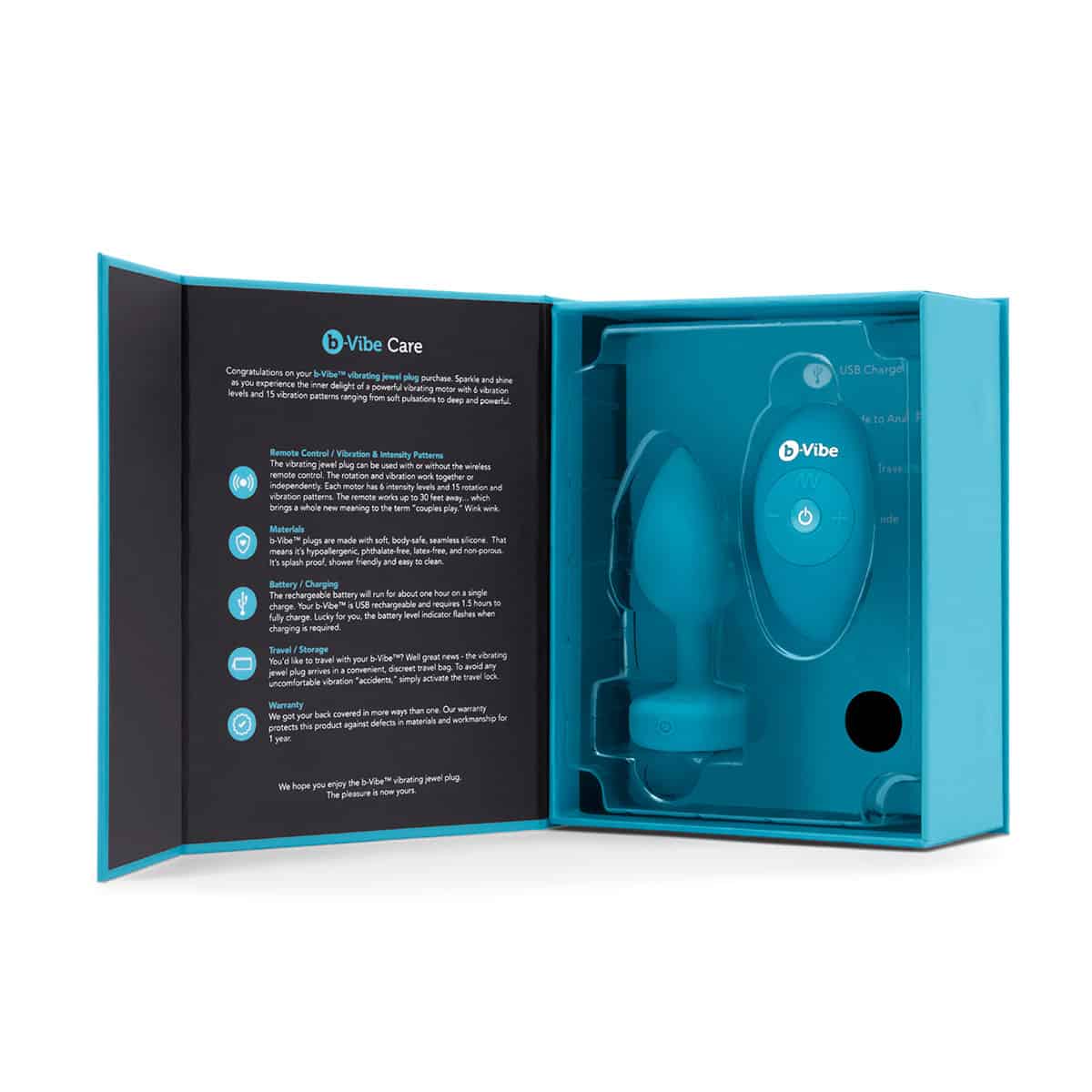 Buy a B-Vibe Vibrating Jewel Plug Small-Medium  Aqua vibrator.