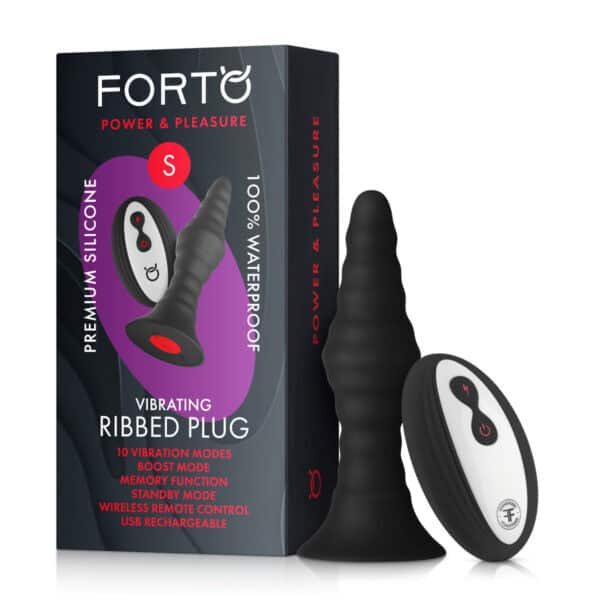 Buy a FORTO Vibrating Small Remote Ribbed Plug vibrator.