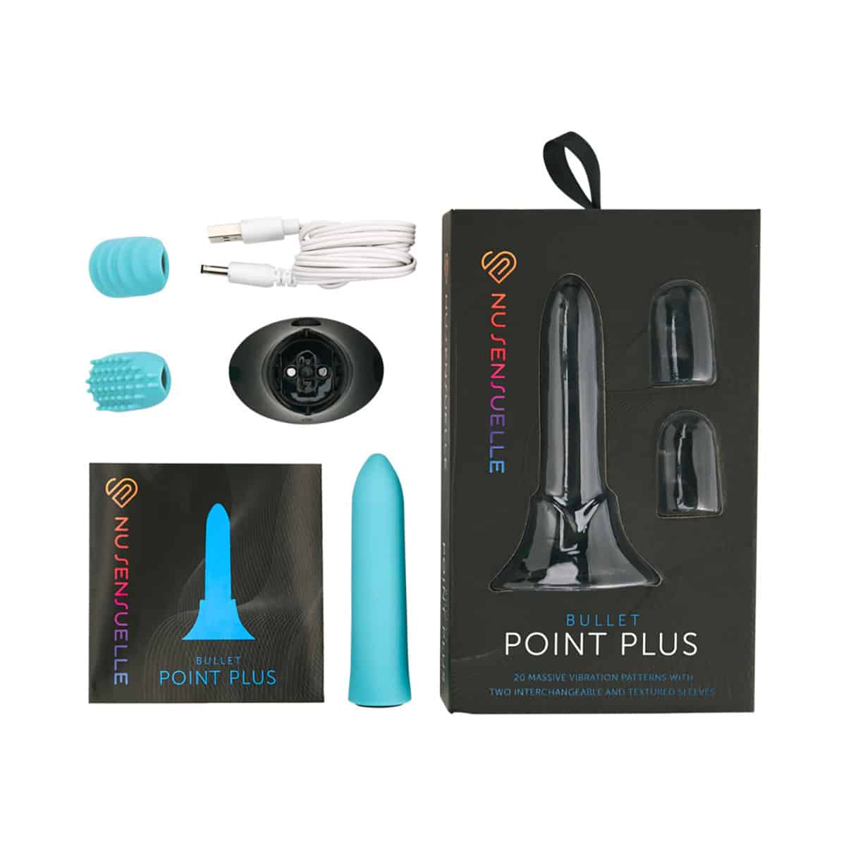 Buy a Nu Sensuelle Point Plus 20 Function Bullet with Sleeves  Tiffany Blue vibrator.