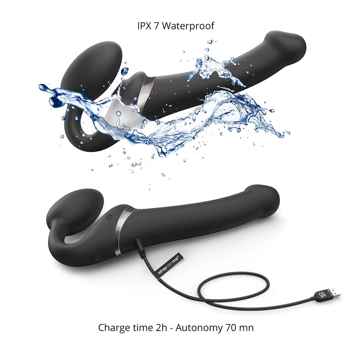 Buy a StrapOnMe MultiOrgasm XL Bendable StrapOn  Black vibrator.