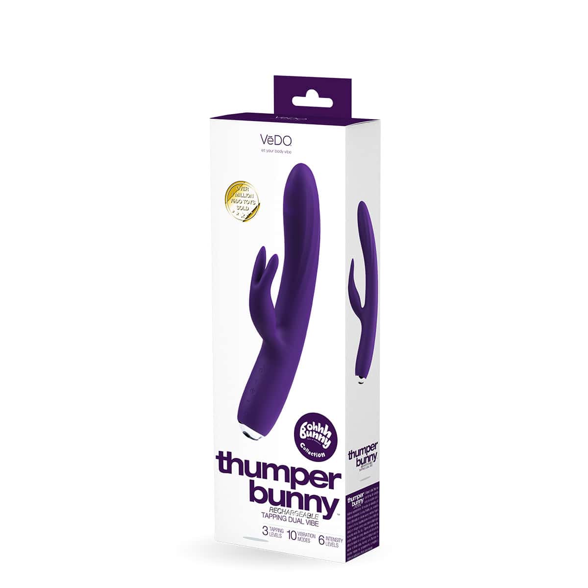 Buy a VeDO Thumper Bunny Tapping Dual Vibe  Deep Purple vibrator.