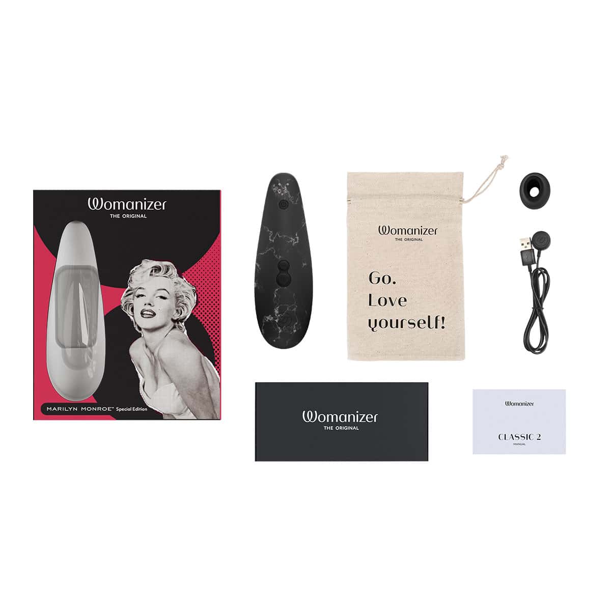 Buy a Womanizer Classic 2 Marilyn Monroe Special Edition  Black Marble vibrator.