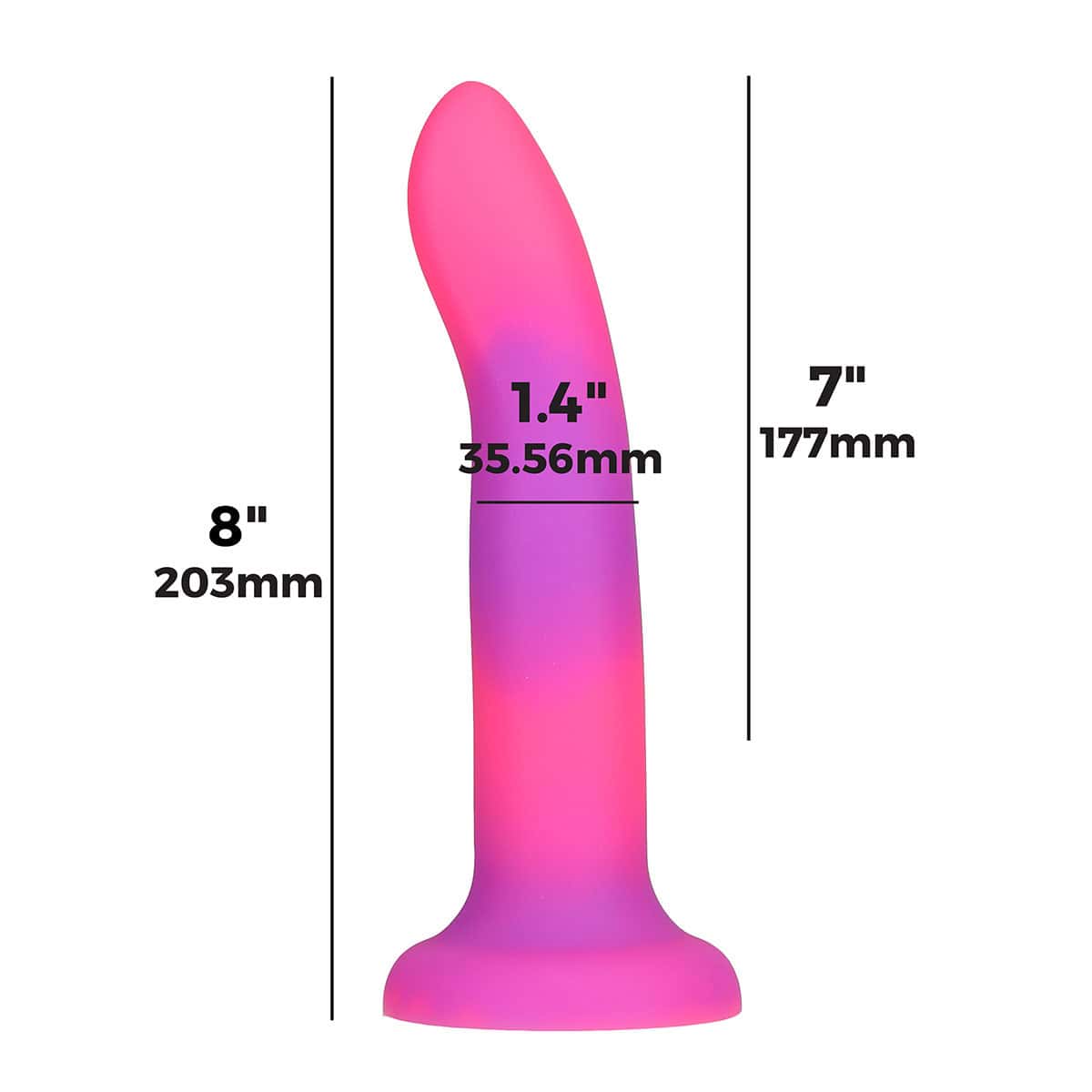 Addiction Glow in the Dark Rave Dil 8 quot Pink Purple dildo made by BMS on sale at herVibrators.com