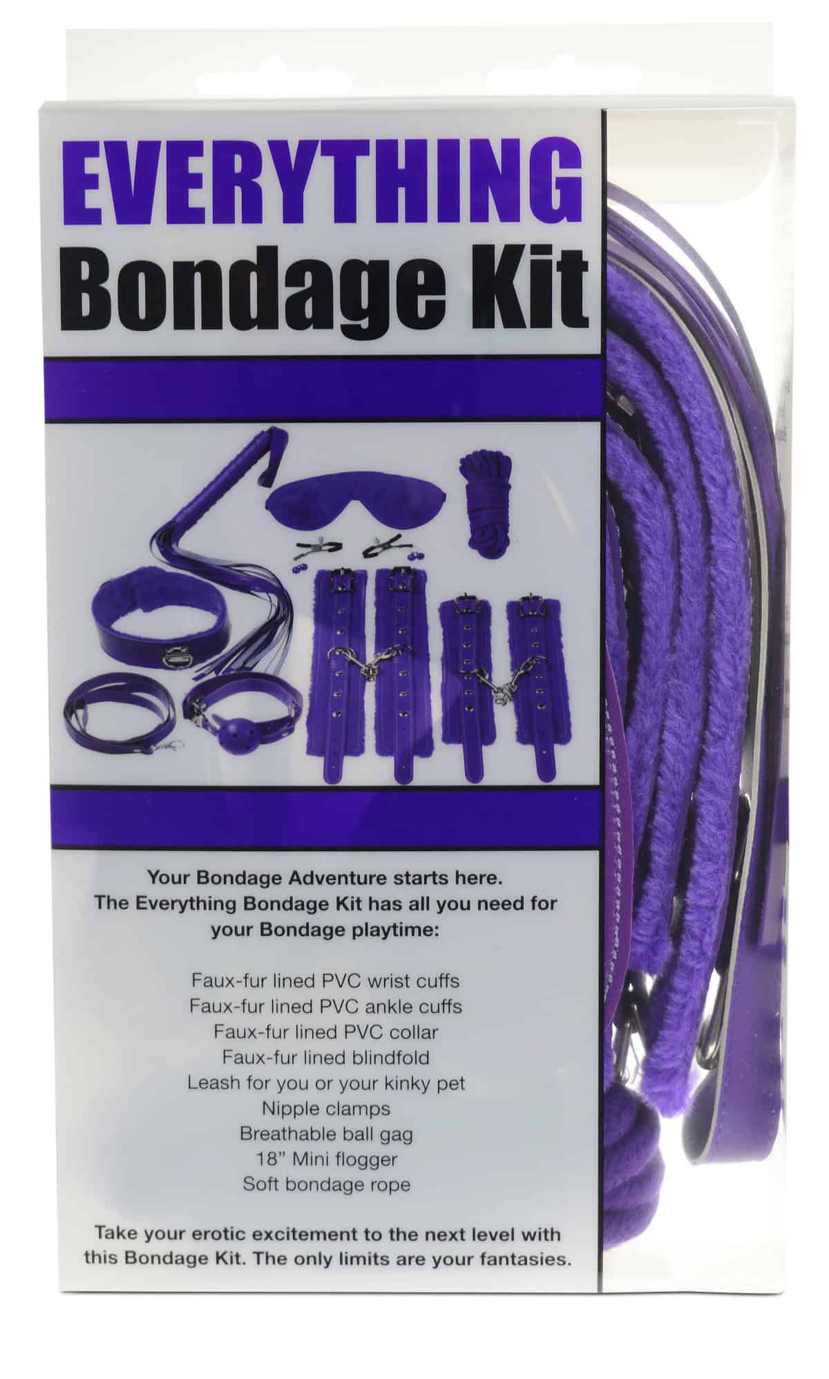 Try wearing this Everything Bondage 12pc Kit - Purple sexy mask made by Plesur at herVibrators.com now.