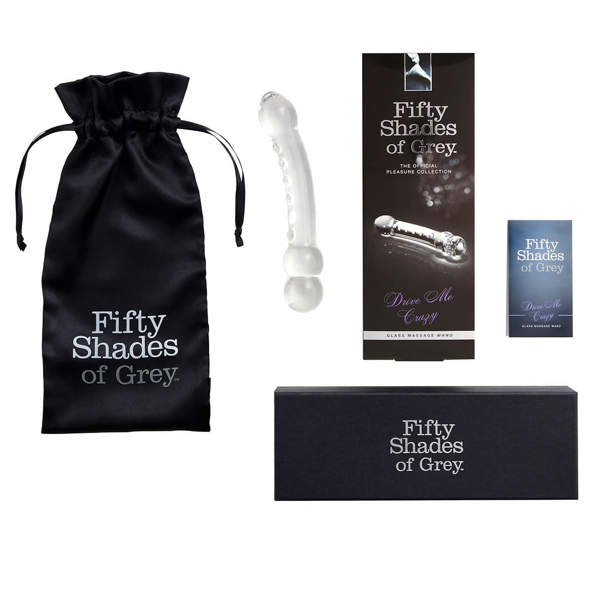 Fifty Shades Drive Me Crazy Glass Massage Wand dildo made by Fifty Shades of Grey on sale at herVibrators.com
